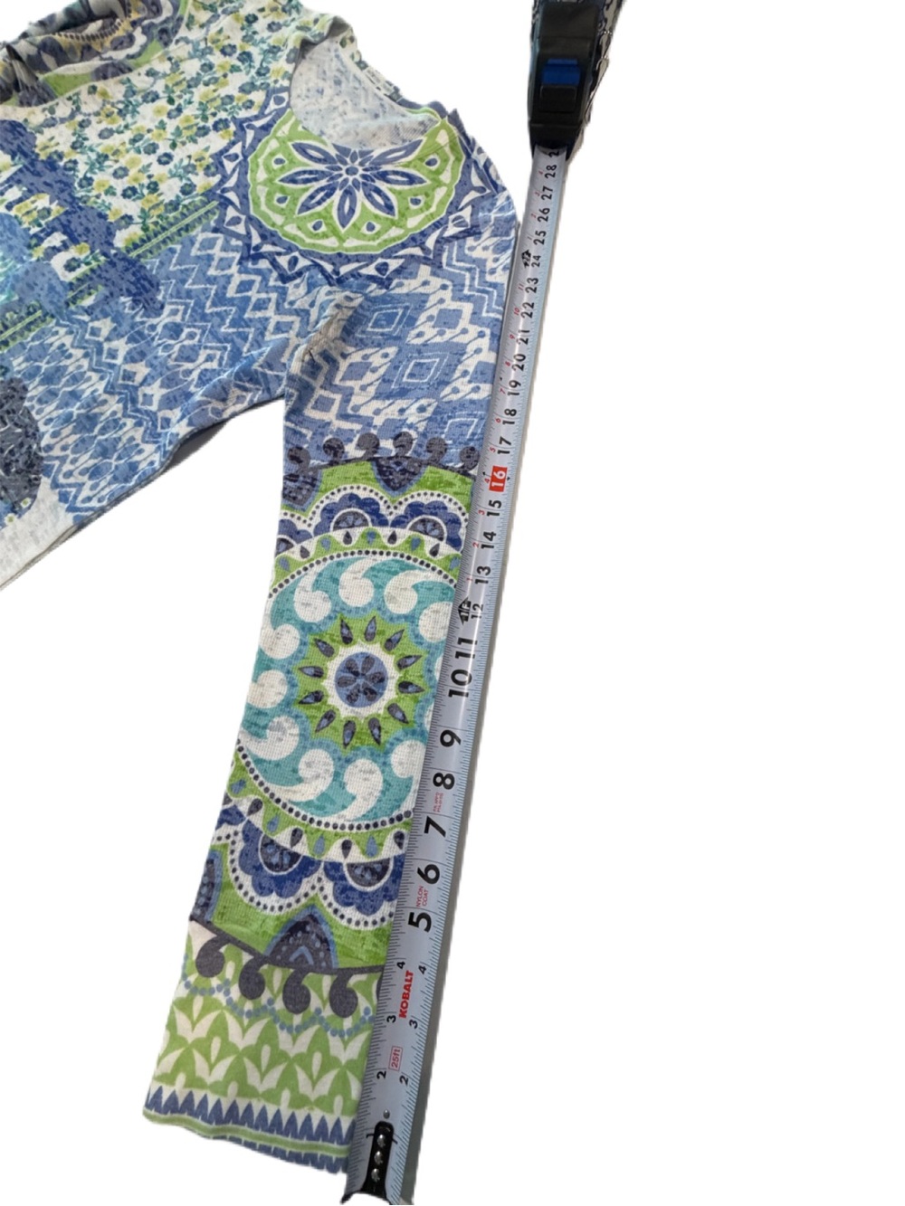 Sundance Patterned Long Sleeve Tee in Blue & Green - Picture 8 of 14